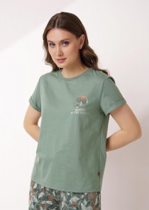 Пижама Clever LP15-1184 - зеленый/т. оранжевый