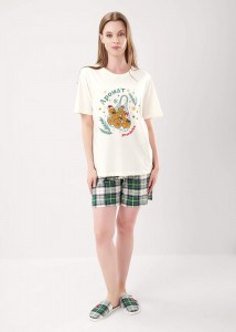 Пижама женская Clever LP15-1199/1 - молочный/зеленый