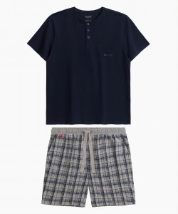 Пижама мужская Atlantic NMP-380 - т.синий/серый 