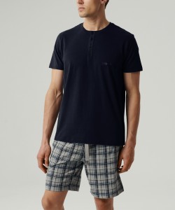 Пижама мужская Atlantic NMP-380 - т.синий/серый 