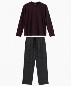 Пижама мужская Atlantic NMP-389 - баклажан/черный 