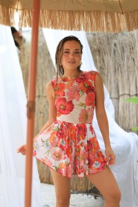 Шорты пляжные SPF LADY 26TSC Toscane - цветы на белом